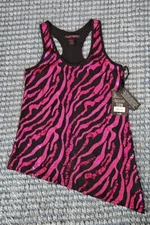 NWT COWGIRL TUFF BLACK RACER BACK TANK TEE WITH ALLOVER PINK SEQUINS M