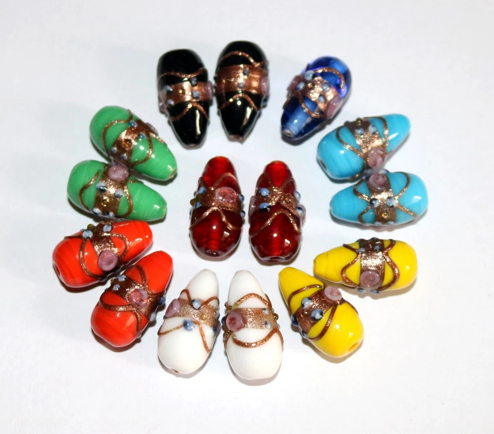 100 Lamp Work Glass Beads, Beads Wedding Cake Beads Multi color Drops - Image 2 of 3
