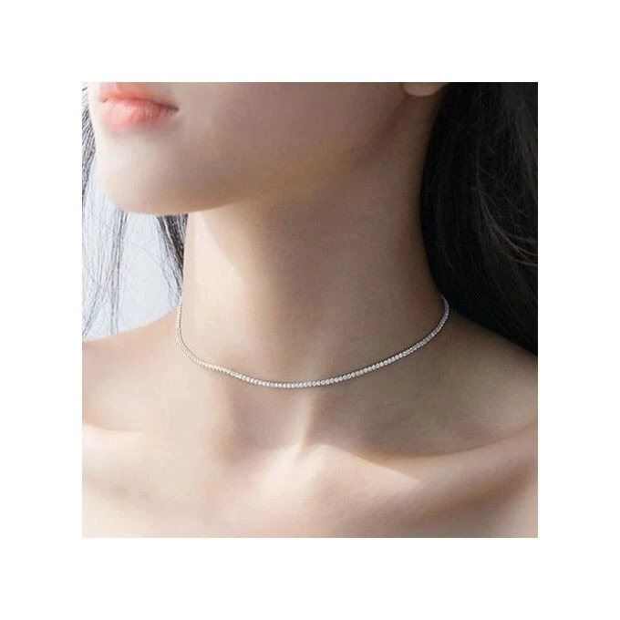 Collar gargantilla tenis plata de ley 925 - piedras circonitas blancas | Regalo de San Valentín  Foto 3 de 4
