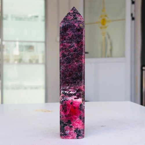 195g Natural Sakura Flower Rain Rhodonite Quartz Crystal Obelisk ...