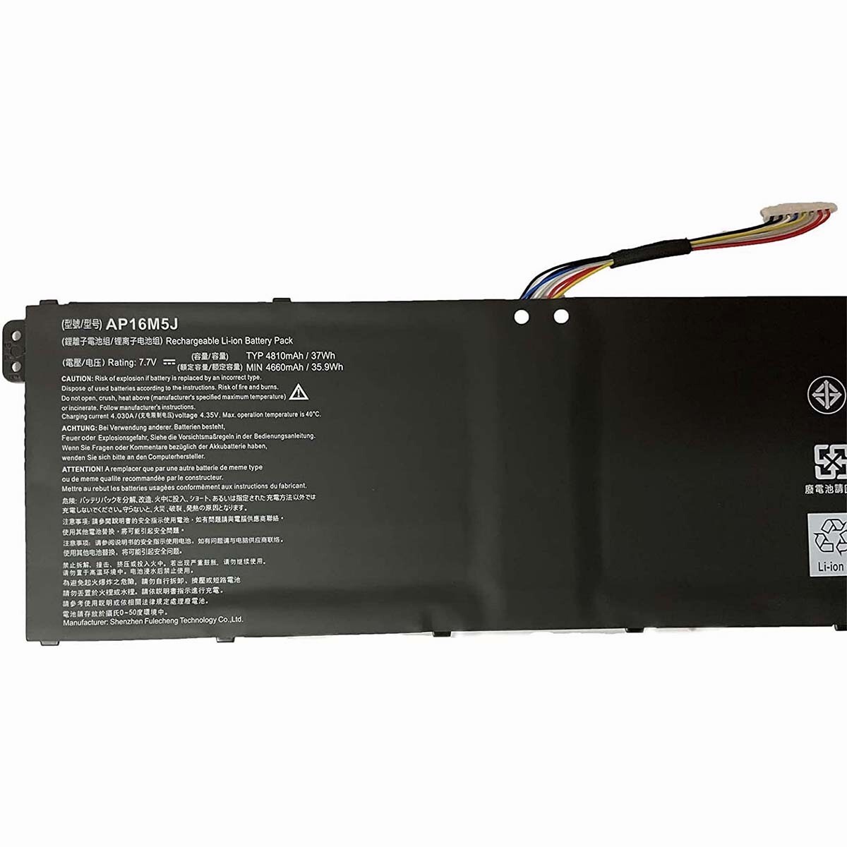 FengWings Batteria AP16M5J Per Acer Aspire 1, 3, Extensa - 7.4V 4810mAh 36Wh - Sostituisce KT.00205.004, 2ICP4/80/104