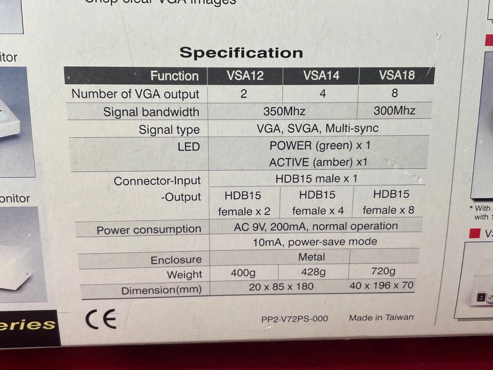 New Boxed 4port Video Splitter supports VGA, SVGA 350Mhz Rextron VSA14 VAT Incl. - Image 4 of 4