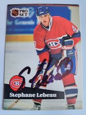 1991-92 Pro Set #120 STEPHANE LEBEAU AUTOGRAPH
