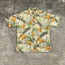 Vintage Pierre Cardin Shirt Mens Large L Beige Scenic Postcard Flower Print 90s