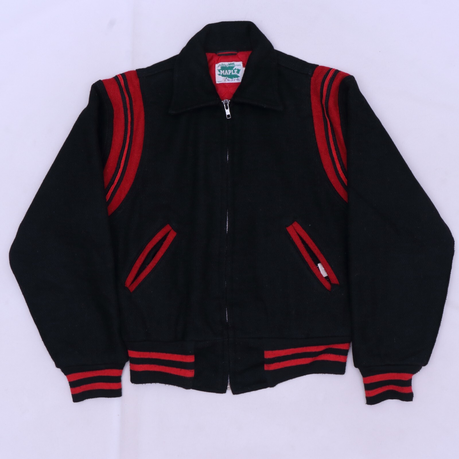 C3130 VTG Maple Full Zip Quilt Lined Haddonfield Varsity Jacket Size 18 eBay