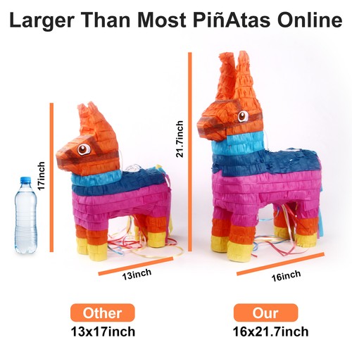 21" 3 Pack Pinatas Large Mexican Donkey Pinata For Cinco de Mayo For Birthday - Picture 7 of 9