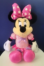Disney Jr Minnie Mouse in Striped White and Pink Dress with Bow 10" Plush