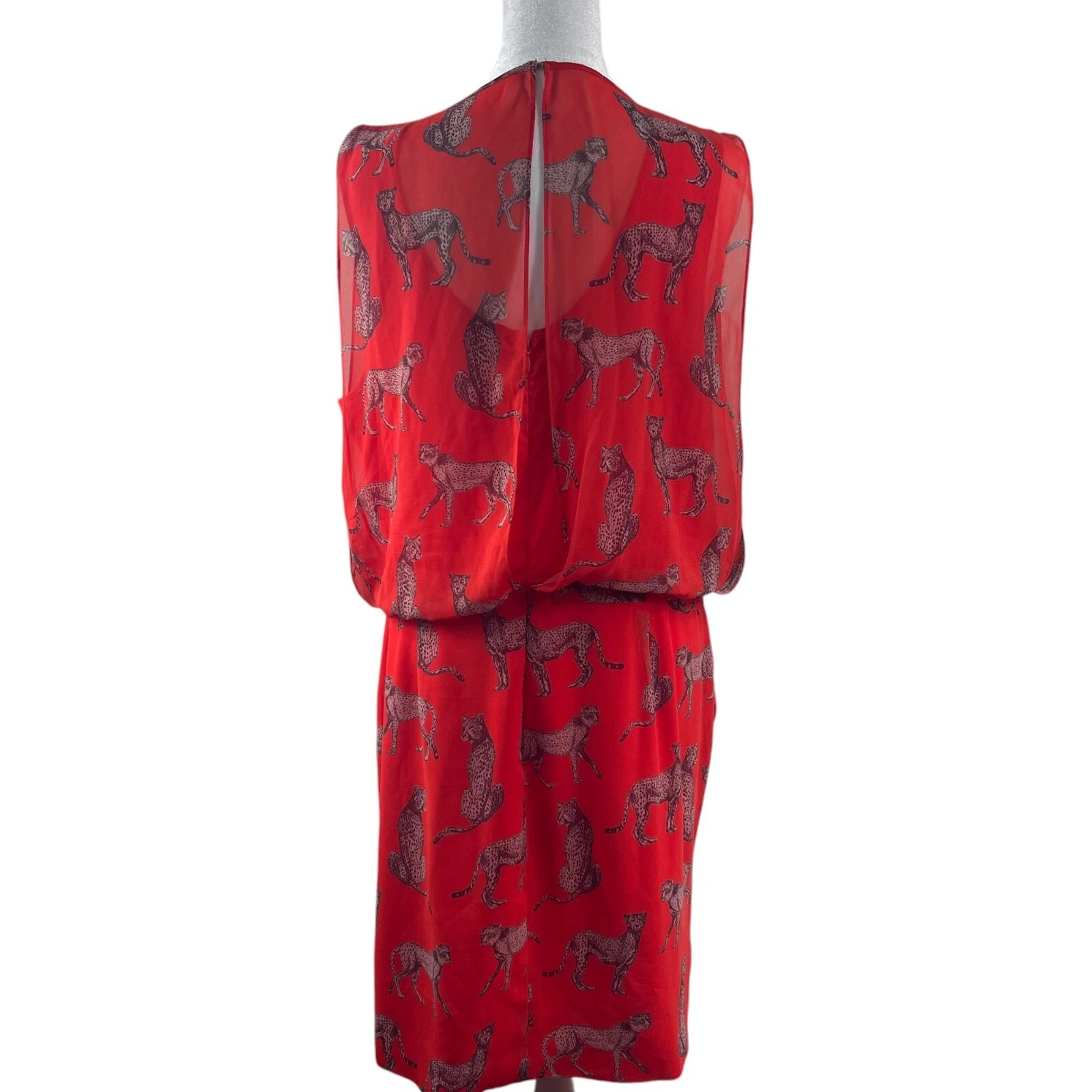 Abito Marciano rosso ghepardo finto avvolgente L senza maniche safari dimagrante San Valentino