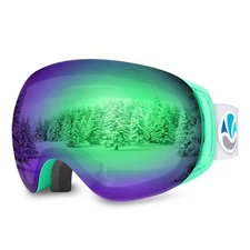 Snowboard Goggles with Frameless Interchangeable Lens and Full UV Protection