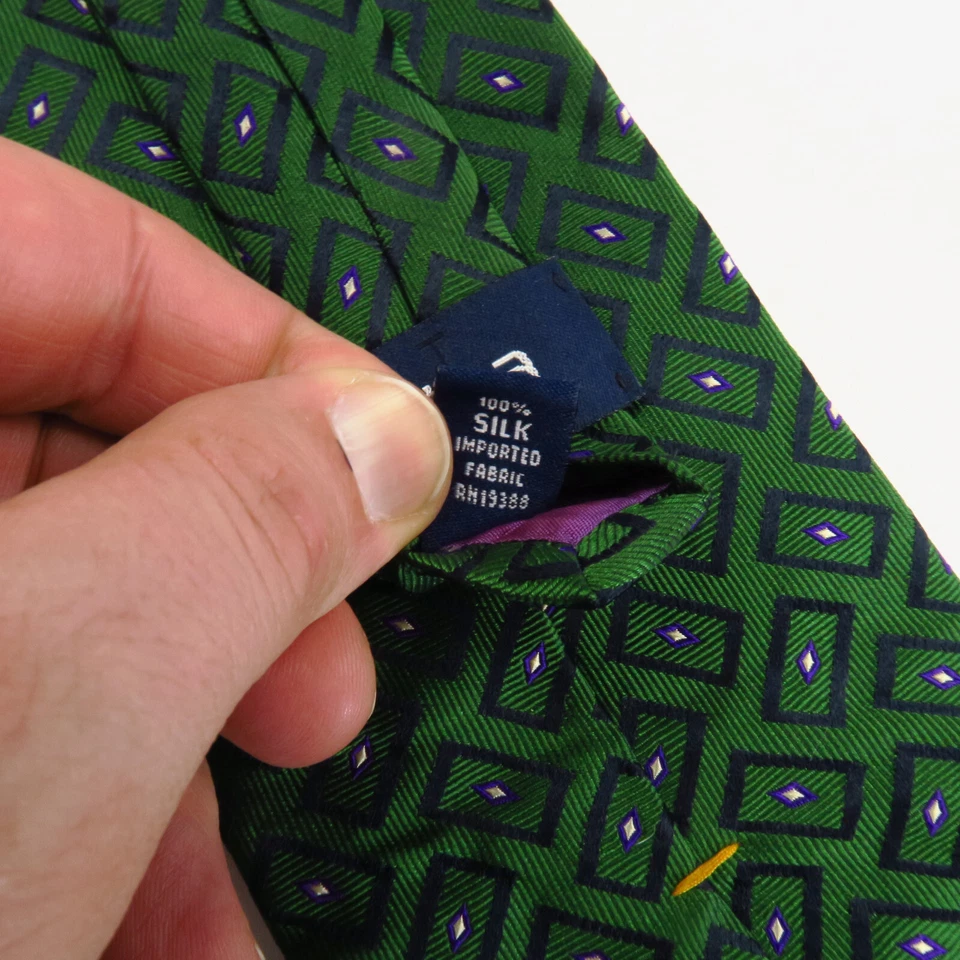 Corbata de Colección Nautica Verde Geométrica Rectángulos Diamantes 55x4 Clásica Moderna Foto 4 de 4