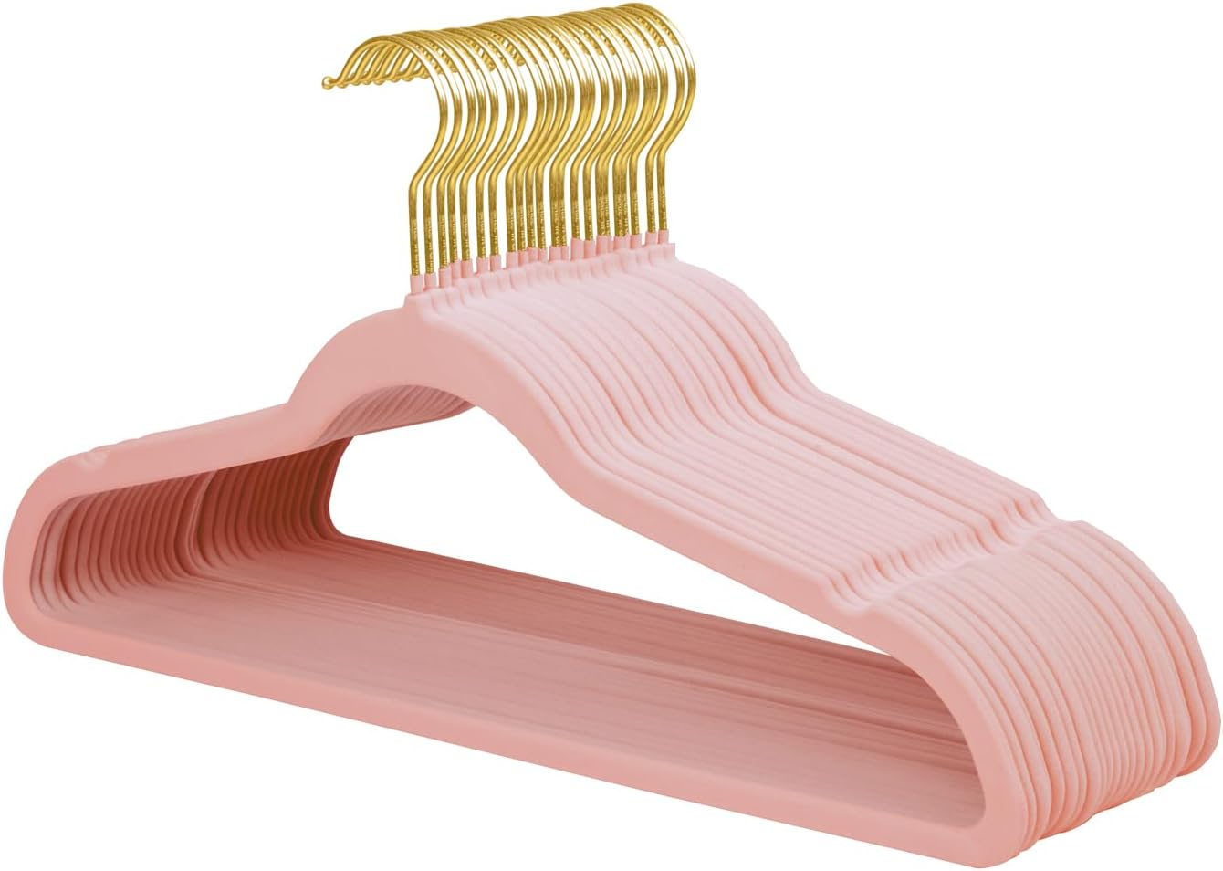 22-Pack Pink Velvet Hangers with 360° Swivel Gold Hooks & Non-Slip Felt-image