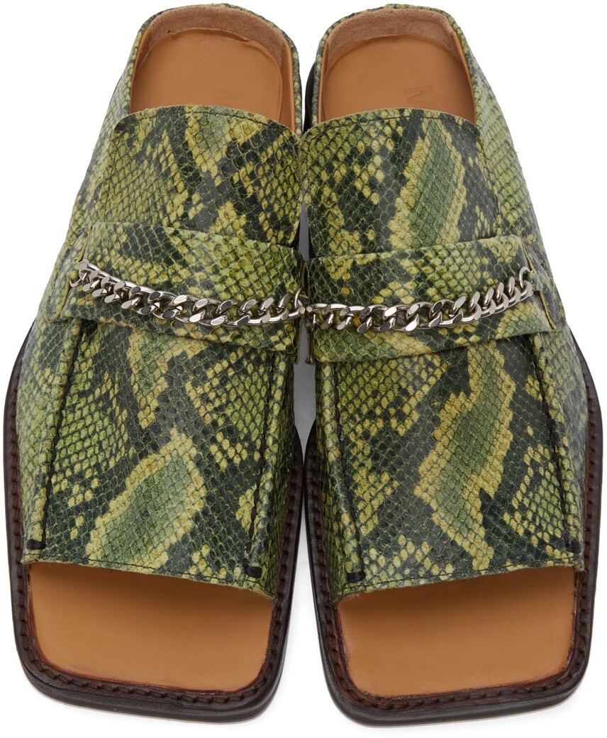 RARE New In Box Martine Rose Open Toe Green Python Snakeskin Loafers 42 ...