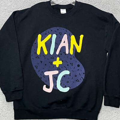 YouTube Kian JC Sweatshirt Mens Medium Black Long Sleeve Crew Neck Pullover Y2K