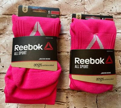 NWT (2) Reebok All Sport Socks BERRY Hot Pink Youth Shoe Size 13-4 Antimicrobial