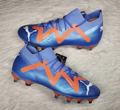 dm Puma Future Pro Lace Up FG/AG Soccer Cleats Blue Orange 107171-01