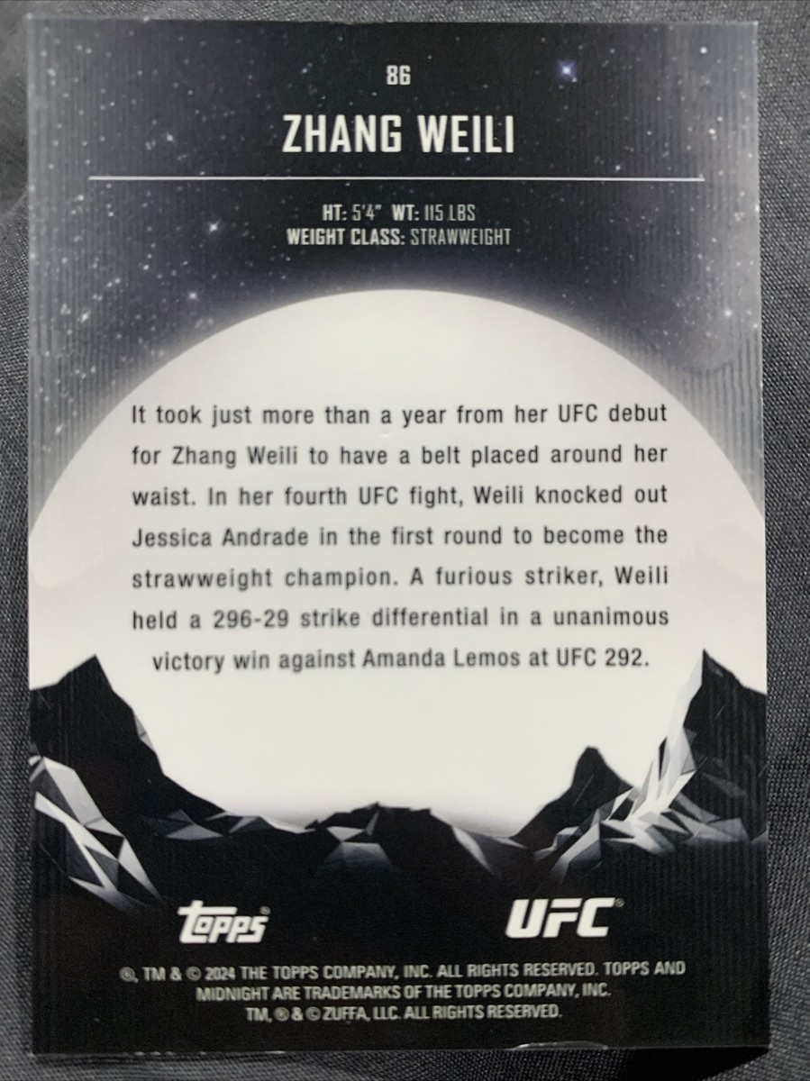 ZHANG WEILI 2024 TOPPS MIDNIGHT UFC 097/125 CHAMP | eBay