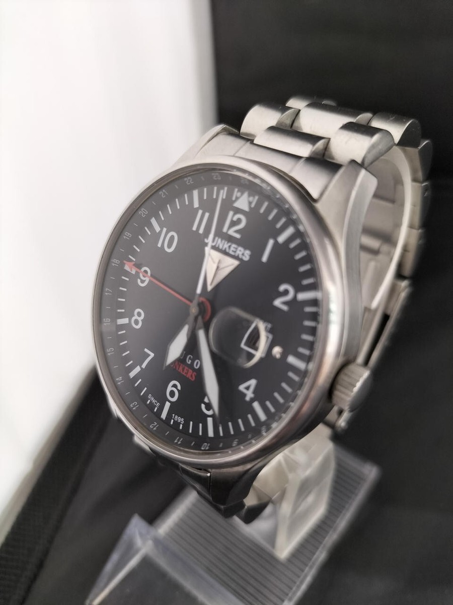 JUNKERS HUGO Quartz Men's Watch Black Dial Analog Round Face From Japan