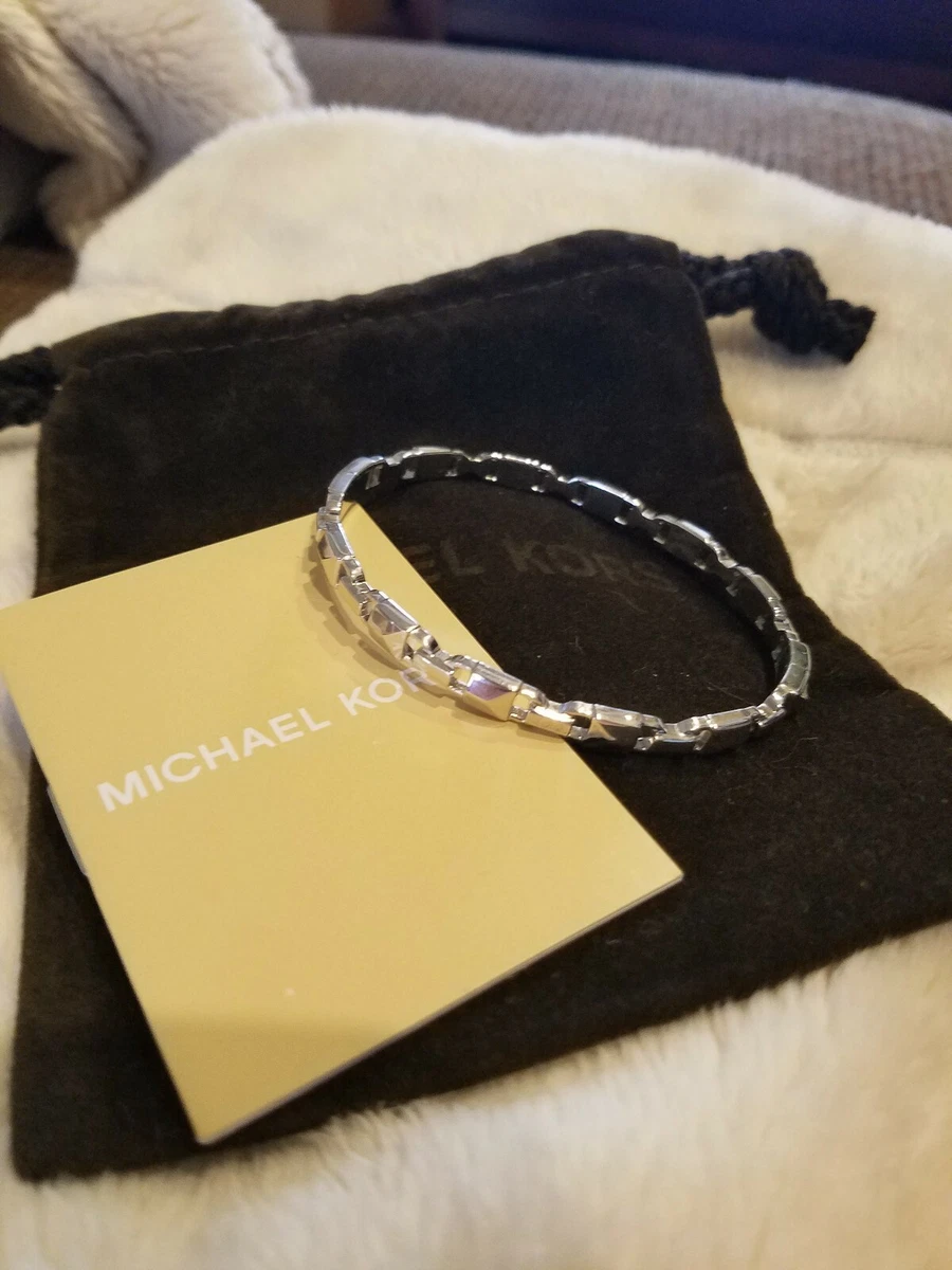 Michael Kors Mercer Link Hinged Bangle Bracelet in Sterling silver 250 New