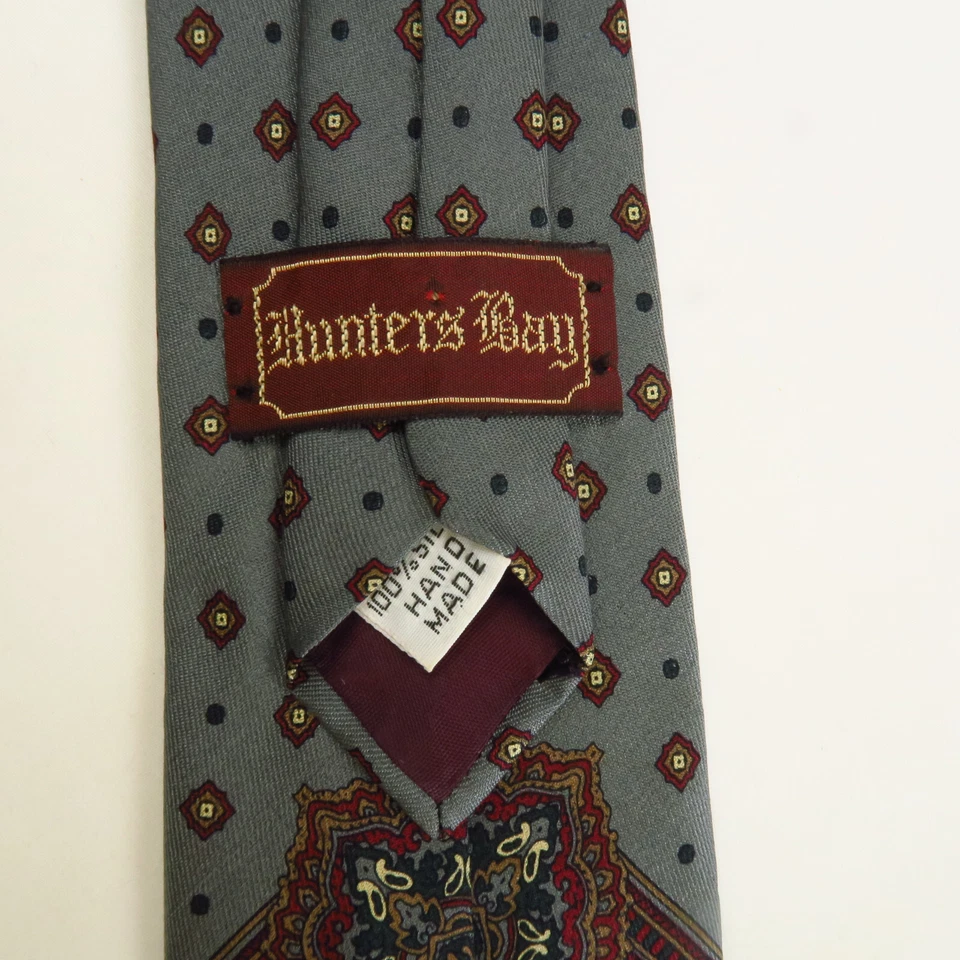 Corbata de cuello Hunters Bay para hombre estampado medallón cachemir azul rojo multi 100 % seda 58x3 Foto 3 de 4