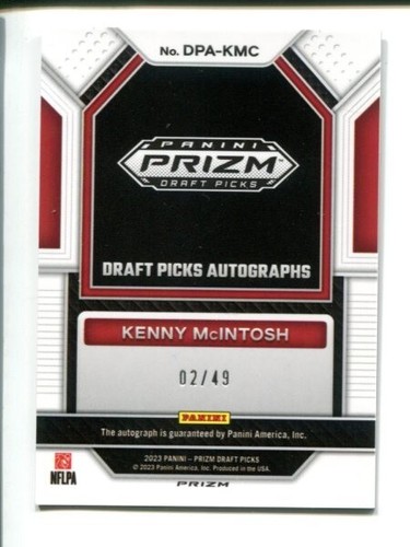 Kenny McIntosh /49 2023 Panini Prizm Draft Picks Purple Ice Prizm Auto RC - Bild 2 von 2