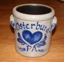 Rowe Pottery Works 2000 “LEBANON PA” SALT GLAZED STONEWARE CROCK 4.5” Heart