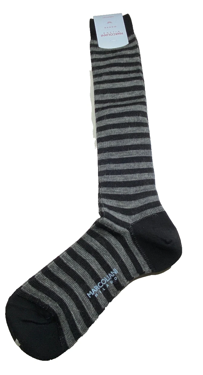 Marcoliani Women Socks Italian Extrafine Merino Wool One Size 007 Black Gray New