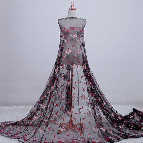 1 yarda 3D Flor bordado Encaje Tela Tul Material DIY Vestido de novia - Imagen 5 de 14