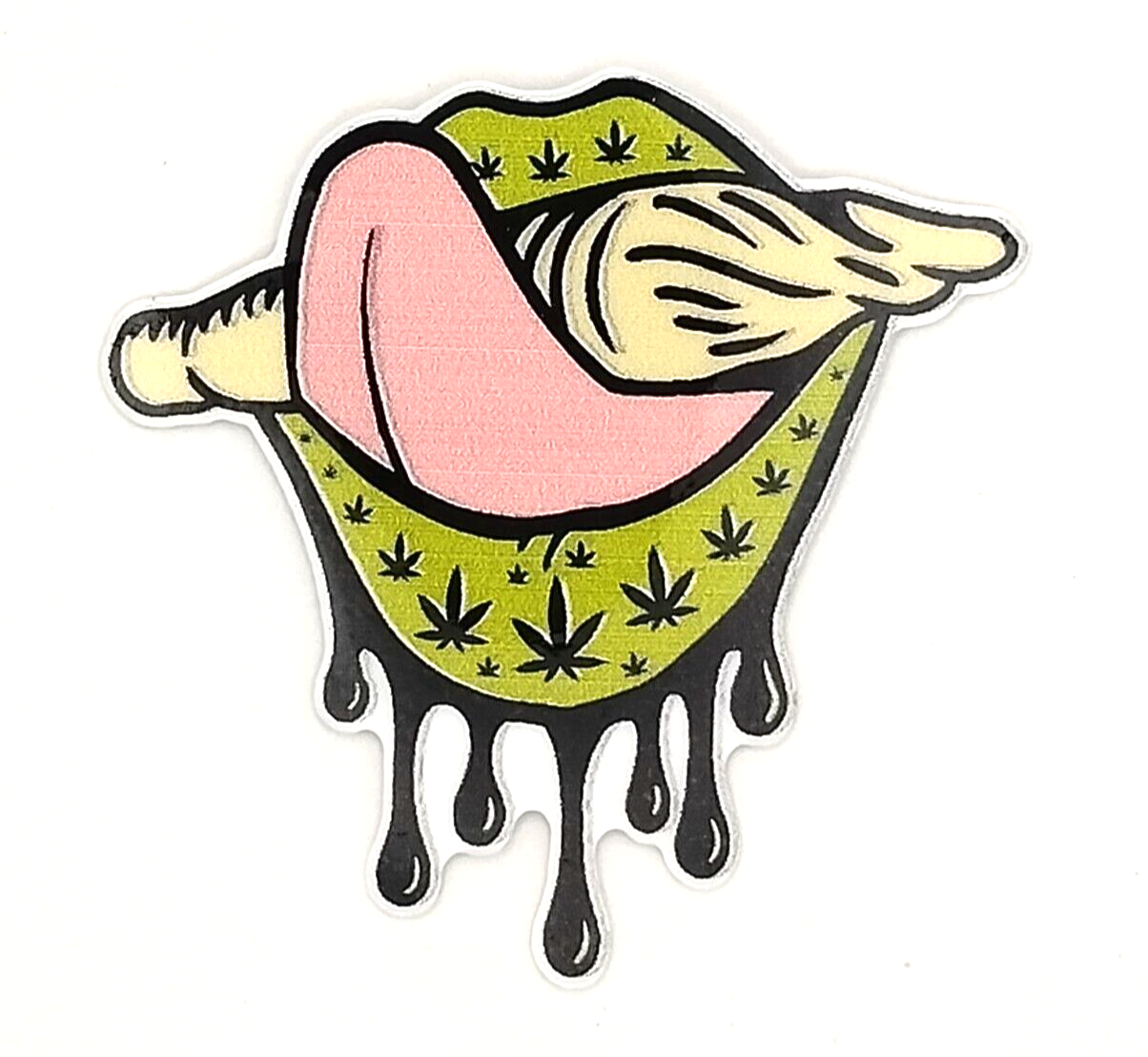 Green Weed Joint Sticker Weatherproof Vinyl Lips 420 Pot Cannabis Laptop UV Safe