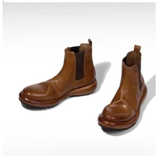 New Mens Chelsea Boots Winter High Top Real Leather Pull on Workwear Shoes Boots