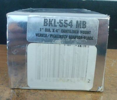 NEW BKL 554 mb 4'' PICATINNY WEAVER ADAPTER CANTILEVER MOUNT BLACK