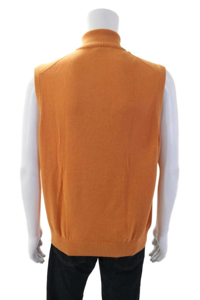 Suéter Johnston & Murphy Para Hombres Media Cremallera Cuello Alto Concha Naranja Talla Mediana Foto 3 de 4