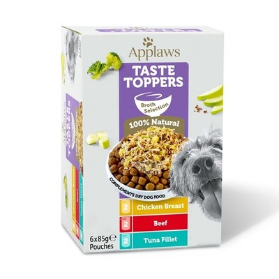 APPLAWS Dog Taste Toppers Broth Selection Multipak mix Geschmäcker Beutel 6x85g