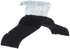 Amazon Basics Space-Saving Slim Velvet Non-Slip Clothes Pack of 30, Black 