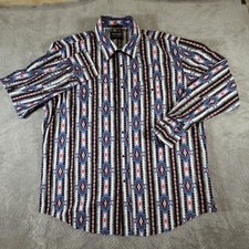 Wrangler Western Shirt Mens XL Black White Aztec Southwestern Snap Long Sleeve
