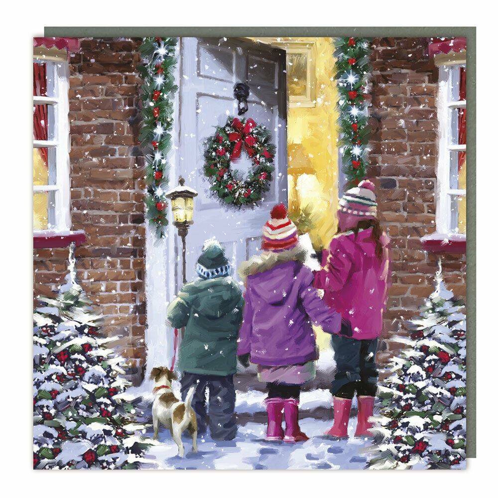 Charity Christmas Cards Carol Singers Sparkle Finish - Pack 5