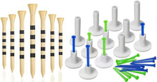 Natrual Wooden 100 Pack 3-1/4" Golf Tees and 32Pc Rubber Tees  Plastic Tees