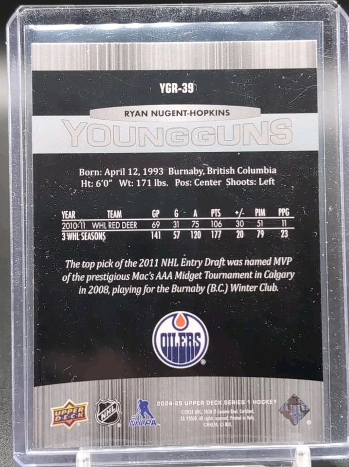 24-25 UPPER DECK SERIES 1 YOUNG GUNS RENEWED RYAN NUGENT-HOPKINS - Image 2 of 2