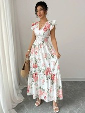 Floral Maxi Dress Cottagecore Ruffle Dress Summer Boho Dress Vacation LongDress