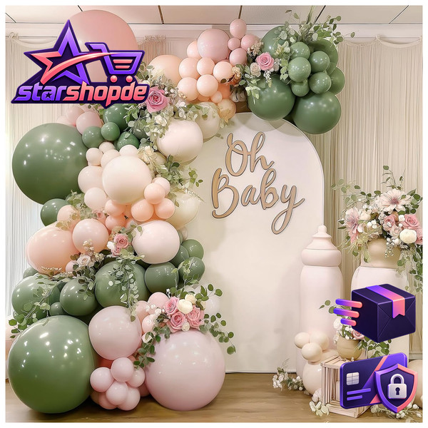 Luftballons SalbeigrüN Rosa Pastell Elfenbeinweiß 30 StüCk Party Deko-image