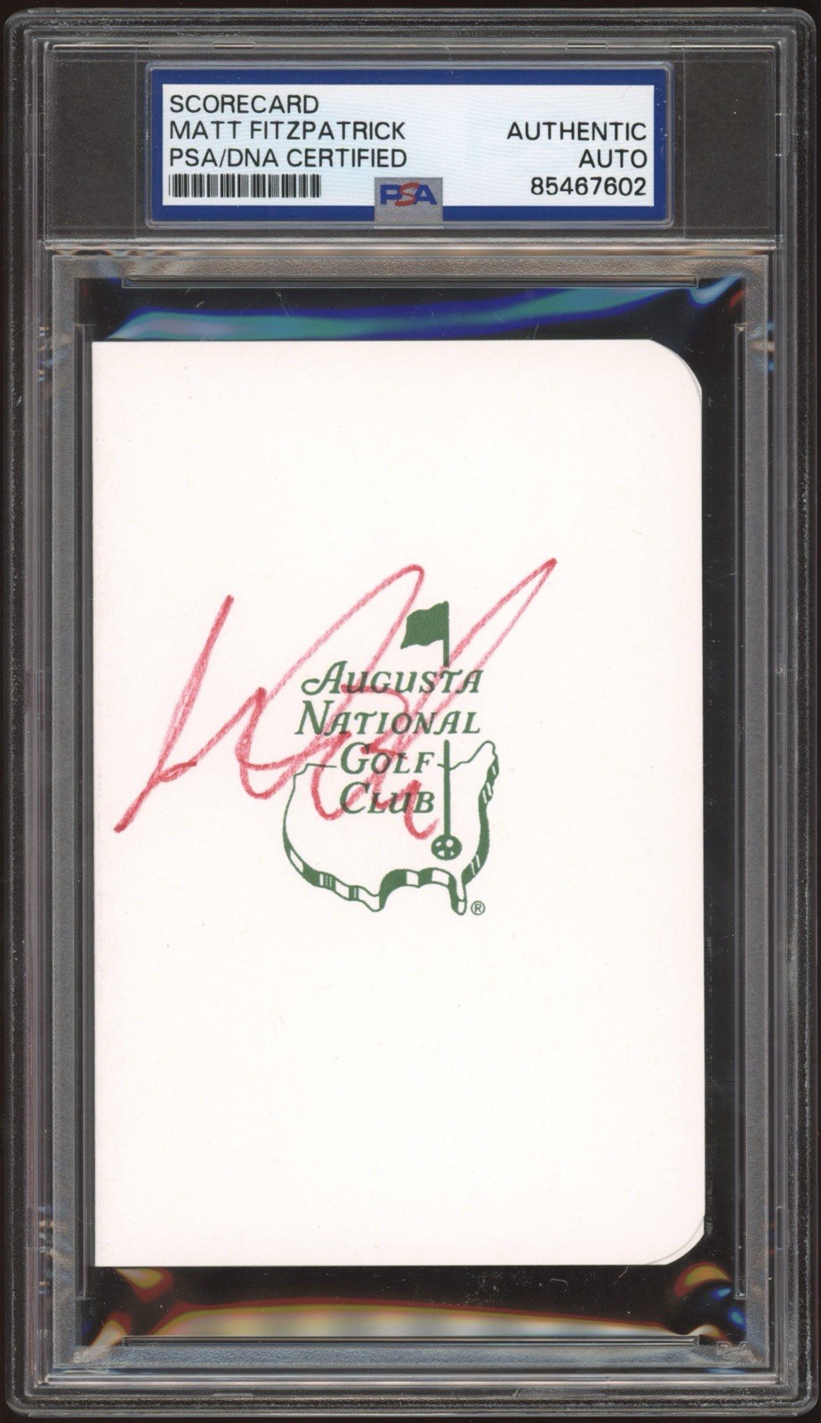 Matt Fitzpatrick Autographed Signed Augusta Masters Scorecard PSA Encapsulated PGA GOLF AUTO 