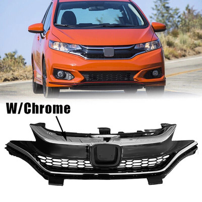 For 2018-2020 Honda Fit EX Hatchback Front Upper Chrome Grill Honeycomb Grille