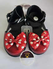 New Disney Minnie Mouse Glitter Bow Shoes, Toddler Size 5/6 Red/White Polka Dot