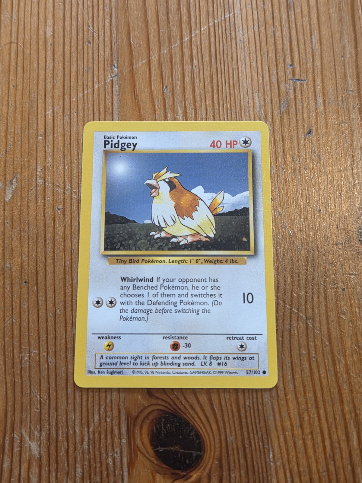 Pidgey 57/102 Common Unlimited - Base Set - NM/LP Pokemon Card WOTC