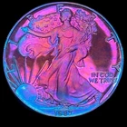 American Silver Eagle Proof 1987 999 Silver Monster Rainbow Toning Uncirculated