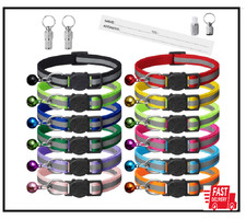 12 Pack Reflective-Breakaway Cat Collars with Bell,Safety Buckle Kitten Collar