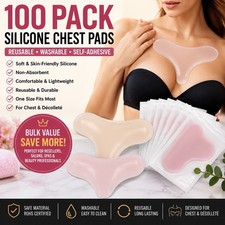 100 Pack Reusable Silicone Chest Pads Anti-Wr...