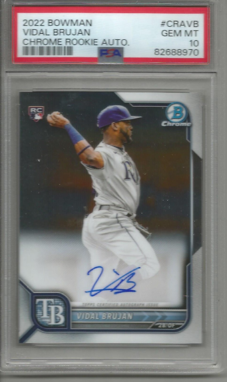 Vidal Brujan 2022 Bowman Chrome Autograph Rookie PSA 10