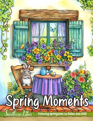 Spring Moments: Coloring Book With Relaxing Drawings of Cute Animals, Beautiful