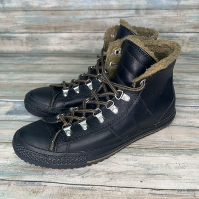 Converse Winter Boot Size 6 Junior Black Sherpa Lined Chuck Taylor High Top