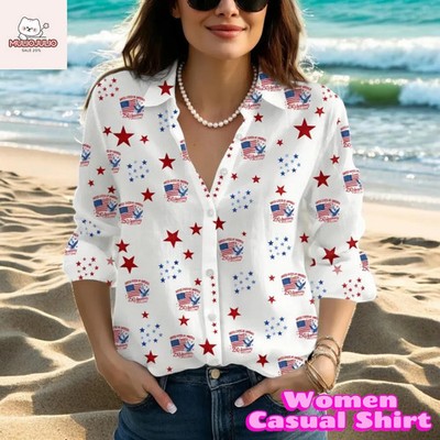 Patriotic USA Eagle Flag 250th Anniversary Button Down Blouse 1776-2026 Gift